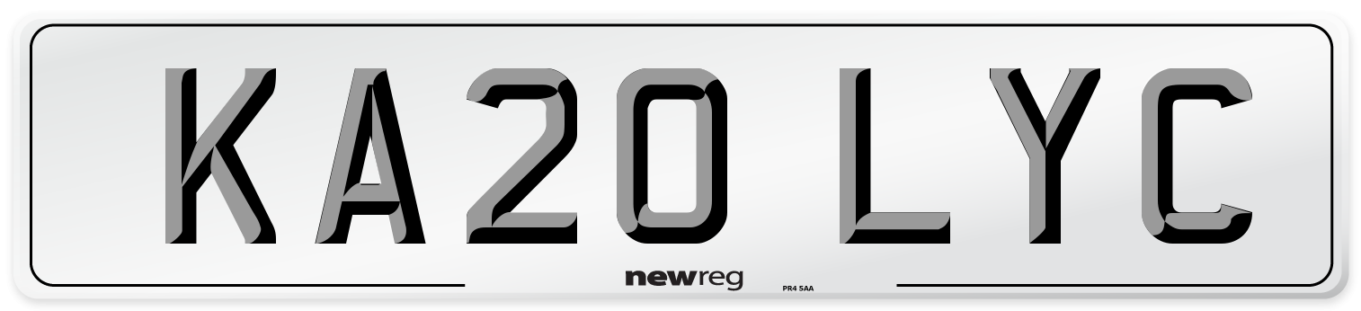KA20 LYC Number Plate from New Reg